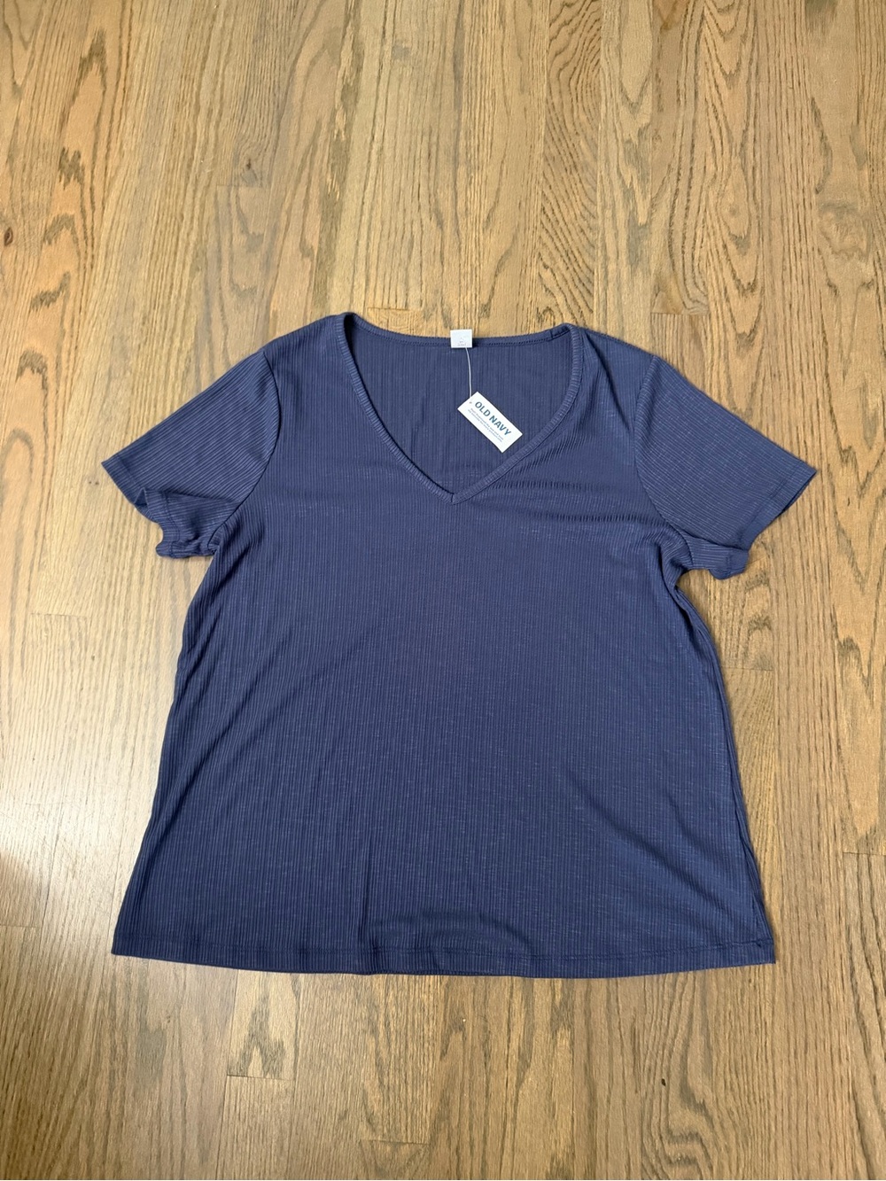 NWT Old Navy Navy Ribbed Luxe V-Neck Short Sleeve Tee
